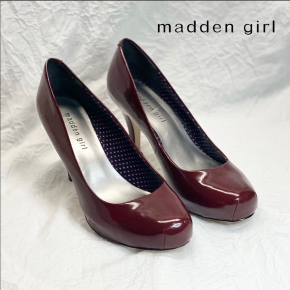 Madden Girl Shoes - Madden Girl Getta Pump Wine Patent Leather Size 8.5